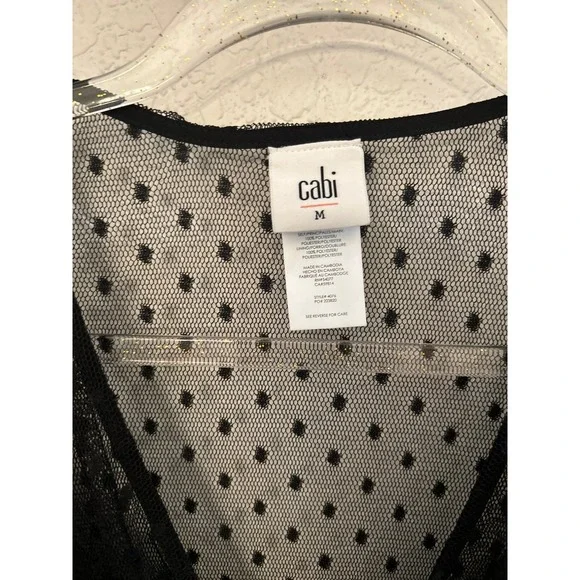 CAbi Theater Dress black polka dot mesh lace overlay, style number 407 size M - Picture 3 of 6